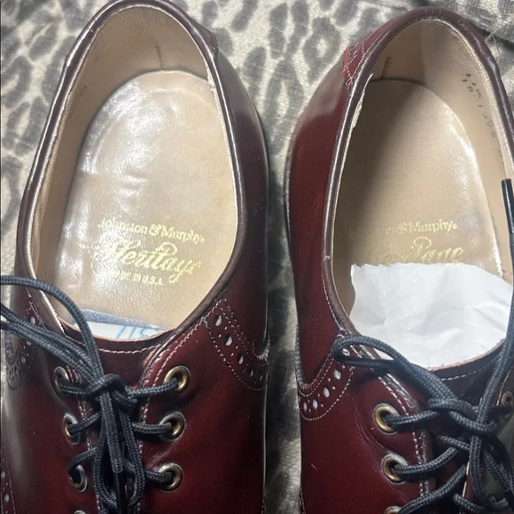 Johnston & Murphy Heritage Oxblood brown leather oxfords made in USA men’s 11.5